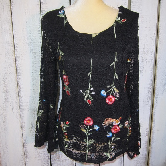 Anthropologie Solitaire Lace Embroidered Top Small - Picture 1 of 8